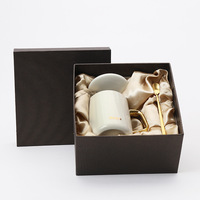 Mug Luxe Or 11 oz Personnalisé avec Logo Tasse à Café en Céramique Blanche à Changement de Couleur Cadeau pour Couple Lait Tasse en Porcelaine avec Couvercle et Cuillère