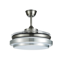 Ventilateur rétractable de 50 W, 42 pouces, lame en PC transparente, ventilateur de plafond invisible DC AC avec lames cachées et lumière LED