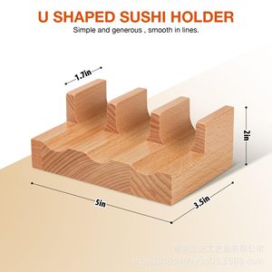 Wooden Sushi Roll Holder Rectangular Rice Ball Stand For Serving Display - Product Image 4