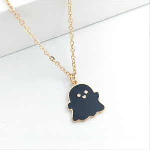 Joyería de Moda, Regalo de Halloween, Collar con Colgante de Fantasma en Acero Inoxidable Chapado en Oro de 18K, Color Blanco, Negro, Rosa y Azul, para Mujer - Product Image 2