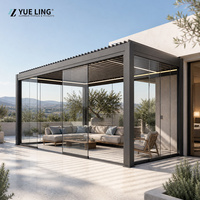 Pergola en aluminium à toit à persiennes sur mesure pour les entrepreneurs en bâtiment et en construction, ombrage coupe-vent pour patio extérieur