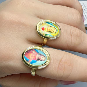 RM1640 18K Plaqué Or CZ Pavé vierge <span class=keywords><strong>de</strong></span> <span class=keywords><strong>Guadalupe</strong></span> Jésus Saint Notre Dame <span class=keywords><strong>de</strong></span> <span class=keywords><strong>Guadalupe</strong></span> Anneaux Religieux Catholique Anneaux - Product Image 4