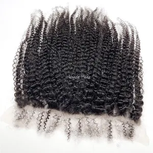 VMAE Raw Afro Kinky Curly Wavy Bundles with Frontal Closure Cuticle Aligned HD Lace Baby Hair Human Hair Styles Wave and Curl