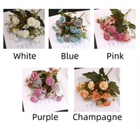 Bouquet de fleurs artificielles en soie à 5 branches, très demandé, pour la décoration de la maison, des mariages, de la fête des mères et des fêtes