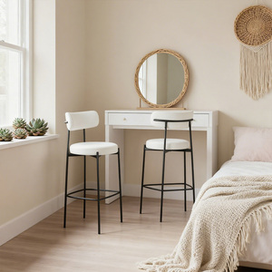 <span class=keywords><strong>Tabouret</strong></span> <span class=keywords><strong>de</strong></span> <span class=keywords><strong>bar</strong></span> moderne en bouclé <span class=keywords><strong>blanc</strong></span> Chaises <span class=keywords><strong>de</strong></span> <span class=keywords><strong>bar</strong></span> rembourrées à hauteur <span class=keywords><strong>de</strong></span> comptoir avec dossier et repose-pieds pour cuisine, salle à manger, <span class=keywords><strong>bar</strong></span> à la maison - Product Image 3
