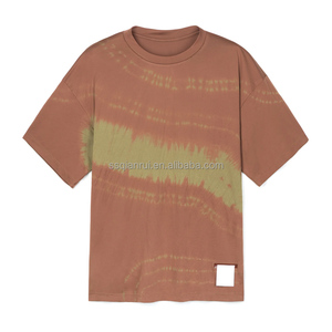 T-shirt Oversize da Uomo Tie-Dye Shibori a Righe Orizzontali, Lavaggio Vintage, Streetwear, Manica Corta, OEM - Product Image 2