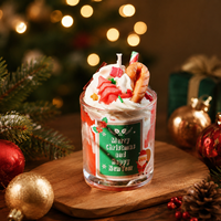 Bougie parfumée de Noël personnalisée, faite à la main, style dessert, dans un bocal en verre, OEM, étiquette privée, cadeau de fête pour la vente en gros