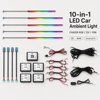 Kit de Luces Ambientales para Auto Trontech Dual Zone 10 en 1, Luces LED Interiores CHASER, Control por Aplicación, Sincronización con Música, 25cm 90cm 75cm