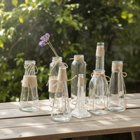 Vases en verre transparent de petite taille pour centres de table, vente en gros, mini vase à fleurs, décoration de la maison, design contemporain