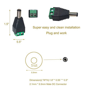 5.5*2.1 MÉT Hàn màu xanh lá cây LED ánh sáng CCTV máy ảnh vít khối thiết bị đầu cuối cắm <span class=keywords><strong>Jack</strong></span> Nam <span class=keywords><strong>DC</strong></span> <span class=keywords><strong>Power</strong></span> Adapter kết nối - Product Image 2
