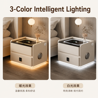 Table de chevet intelligente avec station de charge sans fil, haut-parleur Bluetooth, lumière LED, 2 tiroirs, table de chevet pour chambre moderne