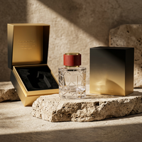 Flacon de parfum en verre transparent rond de luxe rechargeable de 50 ml et 100 ml, flacon de parfum vide avec bouchons en bois