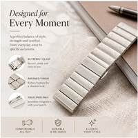 Bracelet de montre en acier inoxydable avec fermoir papillon, 20 mm, argenté, bracelet de remplacement en métal, maillons à vis, pour hommes