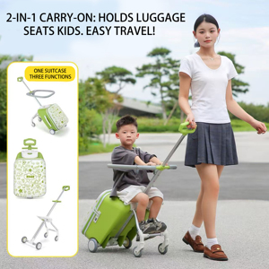 Valigia Cavalcabile 2-in-1 Personalizzata per Bambini con Sedile Pieghevole, Passeggino Bagaglio a Mano in ABS PC - Product Image 1