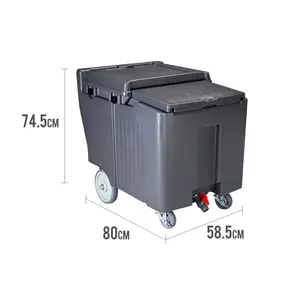 Hotel Plastic 110L Iusulated Mobile Ice Storage Bins With Wheels Ice Caddy