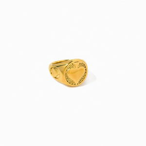 Fashion <b>Rings</b> PVD Gold Plated 316L Stainless Steel Heart Design Sustainable Resistant Jewelry - Product Image 2