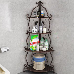 Scaffale Angolare Multifunzione in Metallo a 4 Ripiani Bianco per Soggiorno e Bagno - Product Image 3