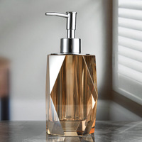 Vente en gros de distributeurs de savon pour salle de bain et cuisine, flacon transparent en cristal gris champagne