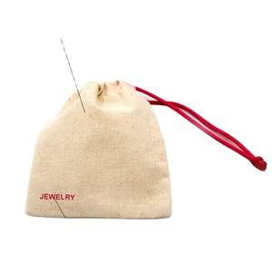 Sac en lin naturel recyclé, sac en toile de coton avec cordon de serrage, sac à bijoux promotionnel - Product Image 3