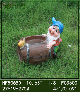 Statue de gnome de <span class=keywords><strong>jardin</strong></span> mignonne <span class=keywords><strong>en</strong></span> magnésie de 57,5 cm avec deux pots de fleurs, imperméable, faite à la main, écologique, Art Déco, ornement extérieur - Product Image 4