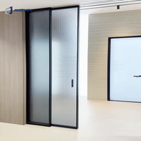 Puerta Corredera Interior de Aleación de Aluminio JINGCHEN, Vidrio Esmerilado Insonorizado, Ahorro de Espacio, Divisor de Habitaciones Moderno para Sala de Estar, Villa