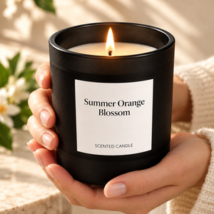Vela aromática de cera de soja en frasco de vidrio esmerilado de lujo, colorida, con aroma a flor de naranja de verano, para decoración del hogar, venta al por mayor, marca privada. - Product Image 1