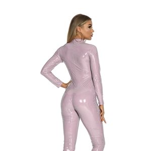 亮面漆皮 PU 镜面内衣女式拉链开裆夜店 S-5XL - Product Image 3