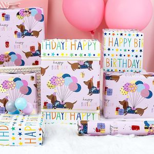 Birthday Dog Wrapping Paper 17in x 32.8ft Reversible Gift Wrap For Craft And Parties - Product Image 2