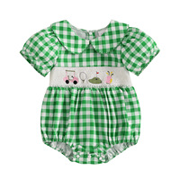 Vêtements pour bébé en polyester personnalisés, barboteuse brodée, col Peter Pan, tenue pour nourrisson, marque privée OEM ODM, barboteuse pour bébé