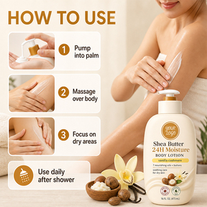 Loción Corporal OEM 24H Humectante, Suaviza la Piel Seca, Absorción Rápida, Piel Llena de Brillo, Fórmula No Grasa, Vitamina E, Vainilla y Cachemira - Product Image 3
