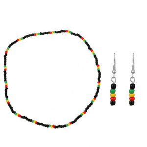 Collar Étnico con Cuentas de Resina Redondas para Mujer, en Negro, Rojo, Amarillo y Verde, Joyería Casual para Uso Diario - Product Image 6