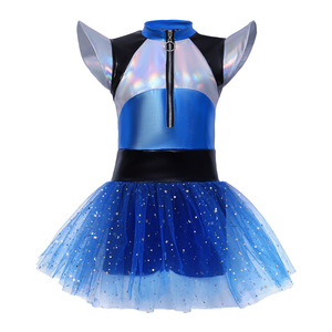 Jupe de danse Manyusha Alien Robot en tulle bleu imprimé étoiles, costume pour enfants, collection Printemps 2026 - Product Image 1