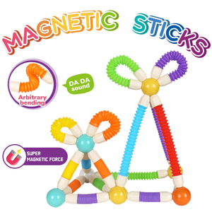Tubos de pop magnéticos, varillas y bolas, 58 Uds., bloques magnéticos DIY, construcción STEM, juguetes educativos Montessori para niños pequeños - Product Image 2