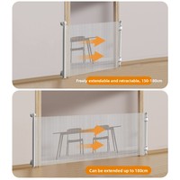 Barrière de sécurité rétractable pour bébé avec fermeture auto-agrippante, sans perçage, anti-évasion pour animaux domestiques (chiens, chats), en maille, pour nourrissons, enfants et tout-petits
