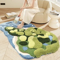 FIGOO-Easy Clean Handgefertigter Tufting-Teppich Weicher Polyester-Teppich Rutschfester Luxus-Bodenteppich für Wohnzimmer
