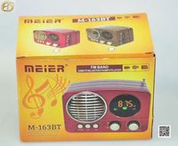 Radio rétro vintage MEIER M-163BT FM AM SW 3 bandes, radio rechargeable avec lecteur MP3 USB SD TF, haut-parleur Bluetooth