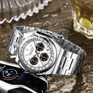 MINI FOCUS 0601G reloj de cuarzo para hombre, pulsómetro multifuncional con estilo Vintage, correa de acero para negocios, reloj de pulsera informal para hombre, regalo - Product Image 4