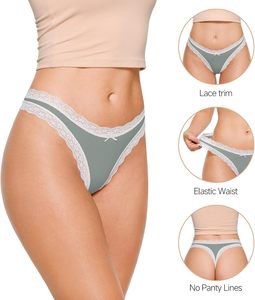 Tangas de encaje sexy para mujer, 90% algodón, sin costuras, de talle alto, sin visibilidad, <span class=keywords><strong>solo</strong></span> lavar a mano - Product Image 3