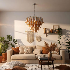 Lustre italien en verre de Murano, style mi-siècle, soufflé à la main, pétales de verre rose, chrome, décoration de style statement, lustre Emily Petal - Product Image 2