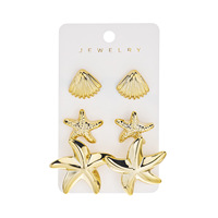 Nouvelles Boucles d'Oreilles Élégantes pour Femme, Style Européen et Américain, Motif Marin Électroplaqué, Étoile de Mer et Coquillage CCB