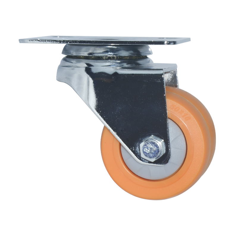 Light Duty Plastic Swivel Yellow Orange Nylon Twin Double Wheel Small Caster Wheel Castor for Furniture Table Trolley