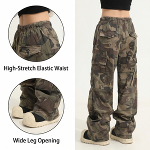 Pantalones Cargo Camuflaje Y2K Personalizados al por Mayor, Holgados, con Múltiples Bolsillos, de Pierna Ancha, Estilo Urbano, Unisex TKAN155D - Product Image 1