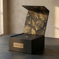 Boîte cadeau rigide noire mate de luxe, logo personnalisé, boîte d'emballage en papier pliable magnétique pour cadeau et artisanat