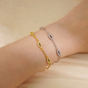 Bracciale da donna in argento Sterling 925 placcato oro <span class=keywords><strong>18K</strong></span> con zirconi blu con ciondolo da donna - Product Image 2