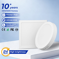 Éclairage intérieur de haute qualité 12W 18W 24W 36W Plafonnier LED rond carré blanc en plastique à montage en surface