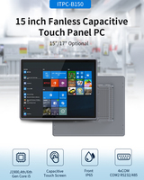 PC Panel Industri Sentuh Kapasitif Tanpa Kipas Laminasi Penuh 15 " Intel I5-4300U HD-MI 2 COM RS232/485 untuk Papan Menu Digital
