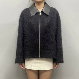 Venta al por mayor nueva ropa de calle elegante Chaqueta corta de lujo abrigo de lana con cremallera felpa invierno Cachemira abrigo de lana para las mujeres - Product Image 1