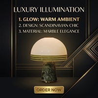 Lampe de table scandinave moderne en marbre avec abat-jour en forme de champignon, lampe de chevet LED pour chambre à coucher, salon