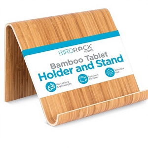 Support de tablette trépied en bambou Sofia + Sam, en bois naturel, pour liseuses électroniques, smartphones, organisateur de table de cuisine, livres portables - Product Image 1