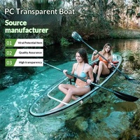 Bateau transparent en PC avec pagaie pour photographie de mariage, séjour en maison d'hôtes, excursions en plein air, rafting, capacité de 300 kg